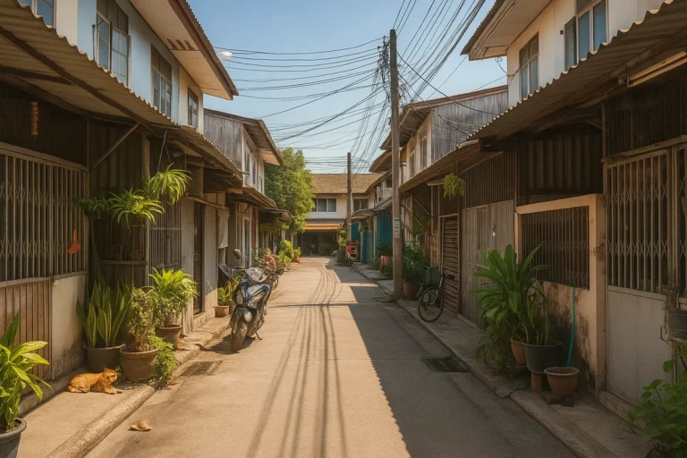 Urban residential area in Bangkok representing high-density environments relevant to rehab location risk and trigger assessment