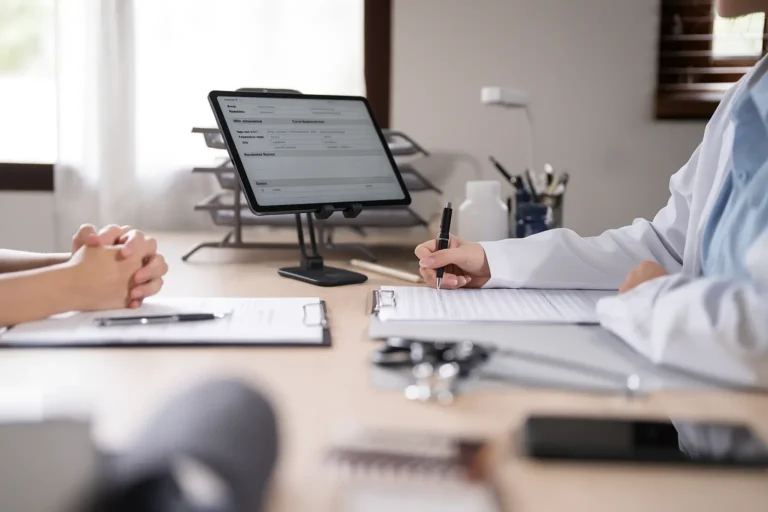 Clinical outcomes dashboard showing anonymised progress metrics across depression, anxiety, cravings, sleep and wellbeing during residential treatment.